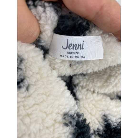 Jenni NWT Twisted Star Print Sherpa Cowl Faux Fur Scarf White & Black OS New - Picture 5 of 7
